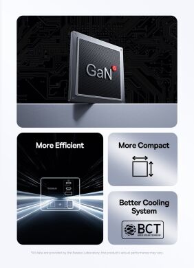 Мережевий зарядний пристрій Baseus Super GaN Desktop 100W (2Type-C+USB) + кабель Type-C (P10164001123-00) - Black