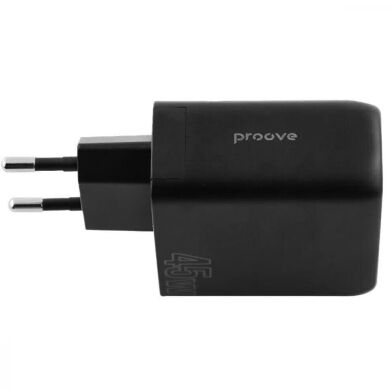 Мережевий зарядний пристрій Proove Silicone PoWer 45W (Type-C + USB) - Black