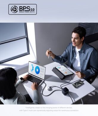 Мережевий зарядний пристрій Baseus Super GaN Desktop 100W (2Type-C+USB) + кабель Type-C (P10164001123-00) - Black