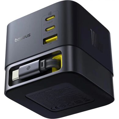 Мережевий зарядний пристрій Baseus Super GaN Desktop 100W (2Type-C+USB) + кабель Type-C (P10164001123-00) - Black