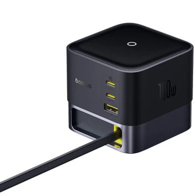 Мережевий зарядний пристрій Baseus Super GaN Desktop 100W (2Type-C+USB) + кабель Type-C (P10164001123-00) - Black