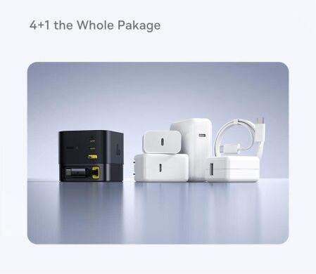 Мережевий зарядний пристрій Baseus Super GaN Desktop 100W (2Type-C+USB) + кабель Type-C (P10164001123-00) - Black