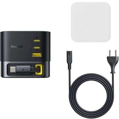 Мережевий зарядний пристрій Baseus Super GaN Desktop 100W (2Type-C+USB) + кабель Type-C (P10164001123-00) - Black