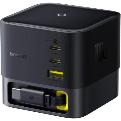 Мережевий зарядний пристрій Baseus Super GaN Desktop 100W (2Type-C+USB) + кабель Type-C (P10164001123-00) - Black