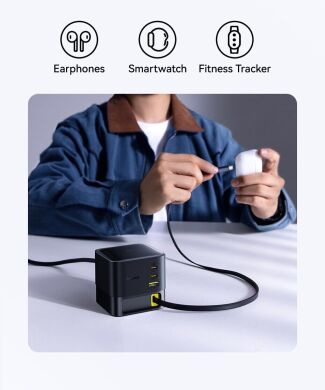 Мережевий зарядний пристрій Baseus Super GaN Desktop 100W (2Type-C+USB) + кабель Type-C (P10164001123-00) - Black