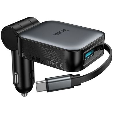 Автомобільний зарядний пристрій Hoco Z67 Triunfar PD60W (USB + Type-C) + кабель Type-C - Black