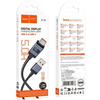 Кабель Hoco X118 USB to Type-C (5A, 1m) - Black