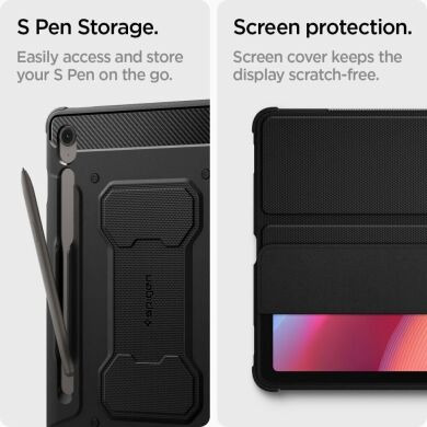 Защитный чехол Spigen (SGP) Rugged Armor Pro для Samsung Galaxy Tab S9 / Tab S9 FE / Tab S10 FE (X710/716/X510/516/X520/526) ACS09380 - Black