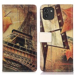 Чехол Deexe Life Style Wallet для Samsung Galaxy A03 (A035) - Eiffel Tower and Maple Leaves