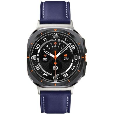 Шкіряний ремінець Deexe Genuine Leather для Samsung Galaxy Watch Ultra (47mm) / Ultra (2025) - Dark Blue