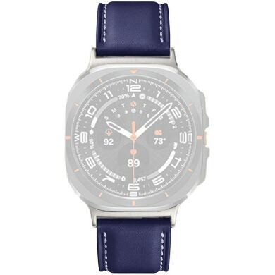 Шкіряний ремінець Deexe Genuine Leather для Samsung Galaxy Watch Ultra (47mm) / Ultra (2025) - Dark Blue