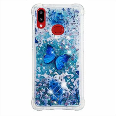 Силиконовая (TPU) накладка Deexe Fashion Glitter для Samsung Galaxy A10s (A107) - Blue Butterfly