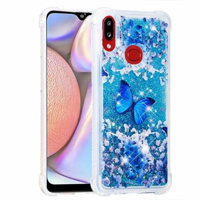 Силиконовая (TPU) накладка Deexe Fashion Glitter для Samsung Galaxy A10s (A107) - Blue Butterfly