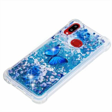 Силиконовая (TPU) накладка Deexe Fashion Glitter для Samsung Galaxy A10s (A107) - Blue Butterfly