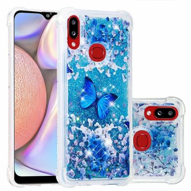 Силиконовая (TPU) накладка Deexe Fashion Glitter для Samsung Galaxy A10s (A107) - Blue Butterfly