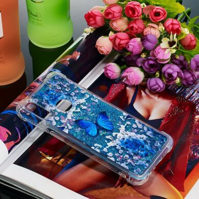 Силиконовая (TPU) накладка Deexe Fashion Glitter для Samsung Galaxy A10s (A107) - Blue Butterfly