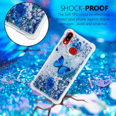 Силиконовая (TPU) накладка Deexe Fashion Glitter для Samsung Galaxy A10s (A107) - Blue Butterfly