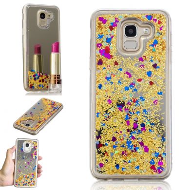 Силиконовая (TPU) накладка Deexe Fashion Glitter для Samsung Galaxy A6 2018 (A600) - Gold