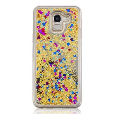 Силиконовая (TPU) накладка Deexe Fashion Glitter для Samsung Galaxy A6 2018 (A600) - Gold