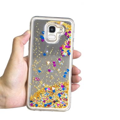 Силиконовая (TPU) накладка Deexe Fashion Glitter для Samsung Galaxy A6 2018 (A600) - Gold