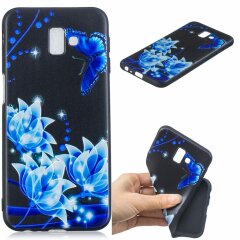 Силиконовый (TPU) чехол Deexe Life Style для Samsung Galaxy J6+ (J610) - Blue Flower and Butterfly