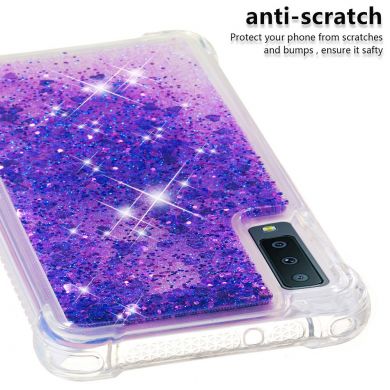 Силіконовий (TPU) чохол Deexe Liquid Glitter для Samsung Galaxy A7 2018 (A750) - Dark Purple