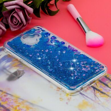 Силиконовый (TPU) чехол Deexe Liquid Glitter для Samsung Galaxy J6+ (J610) Blue Butterflies