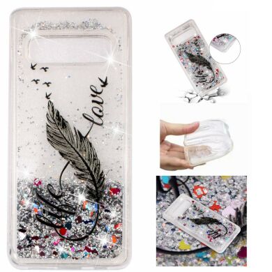 Силіконовий (TPU) чохол Deexe Liquid Glitter для Samsung Galaxy S10 - Quill Pen