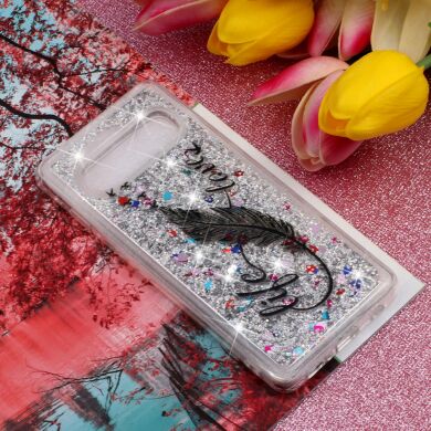 Силіконовий (TPU) чохол Deexe Liquid Glitter для Samsung Galaxy S10 - Quill Pen