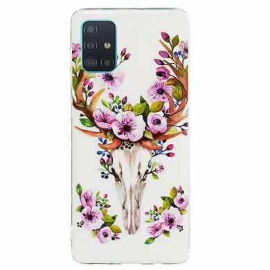 Силиконовый (TPU) чехол Deexe LumiCase для Samsung Galaxy A71 (A715) - Flowered Elk