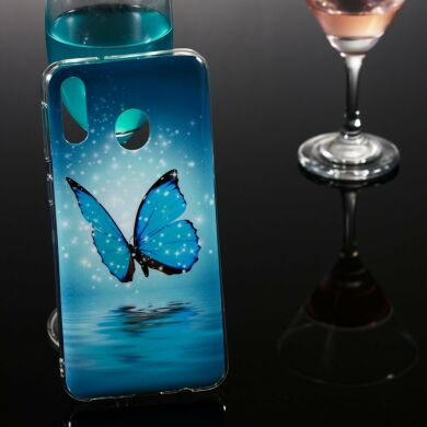 Силиконовый (TPU) чехол Deexe LumiCase для Samsung Galaxy M20 (M205) - Blue Butterfly