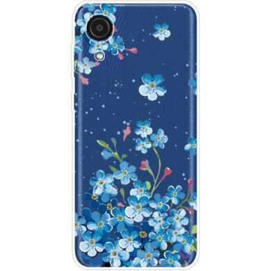 Силиконовый (TPU) чехол Deexe Pretty Glossy для Samsung Galaxy A03 Core (A032) - Blue Flowers