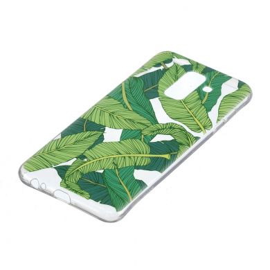 Силиконовый (TPU) чехол Deexe Pretty Glossy для Samsung Galaxy A6+ 2018 (A605) - Green Leaves