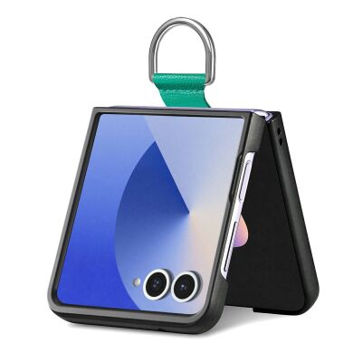 Защитный чехол Deexe Litchi Ring Case для Samsung Galaxy Flip 8 - Green