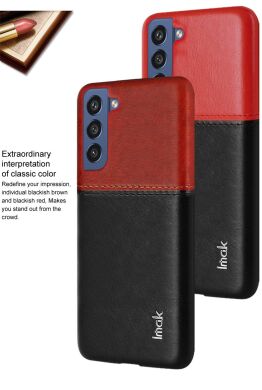 Захисний чохол IMAK Leather Series для Samsung Galaxy S21 FE (G990) - Black / Red