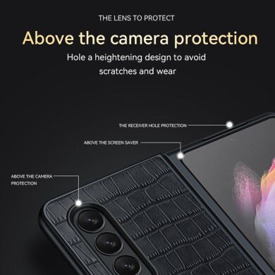 Захисний чохол SULADA Crocodile Style (FF) для Samsung Galaxy Fold 3 - Coffee