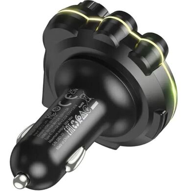 FM модулятор Hoco DFM01 20W + QC3.0 (2USB + Type-C) - Black