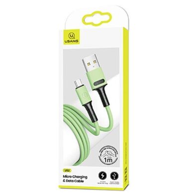 Дата-кабель USAMS US-SJ435 U52 USB to MicroUSB (2.1A, 1m) - Green