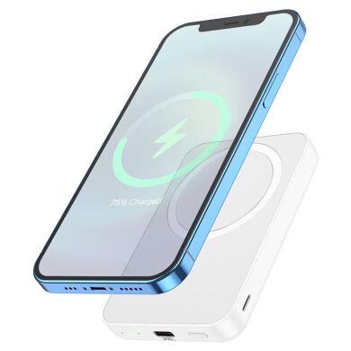 Внешний аккумулятор с беспроводной зарядкой Hoco J109 Easy PD20W MagSafe (5000mAh) - White