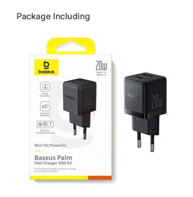 Мережевий зарядний пристрій Baseus Palm C+U (20W) P10111608113-00 - Black