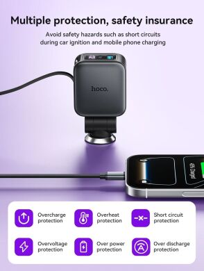 Автомобильное зарядное устройство Hoco Z67A Triunfar PD60W (USB + Type-C) + кабель Type-C to Lightning - Black