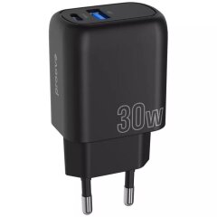 Сетевое зарядное устройство Proove Silicone Power Plus 30W (Type-C + USB) - Black