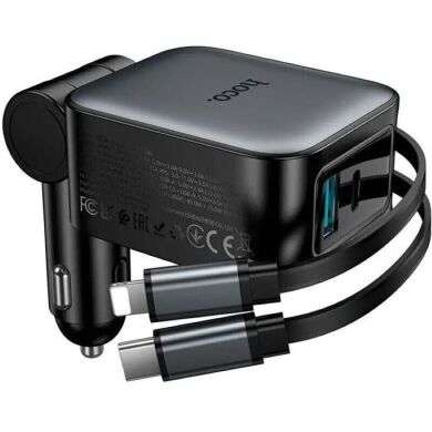 Автомобильное зарядное устройство Hoco Z67A Triunfar PD60W (USB + Type-C) + кабель Type-C to Lightning - Black
