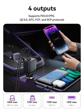 Автомобильное зарядное устройство Hoco Z67A Triunfar PD60W (USB + Type-C) + кабель Type-C to Lightning - Black