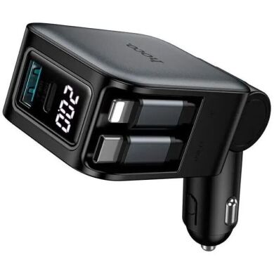 Автомобильное зарядное устройство Hoco Z67A Triunfar PD60W (USB + Type-C) + кабель Type-C to Lightning - Black