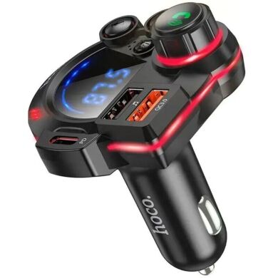 FM модулятор Hoco DFM01 20W + QC3.0 (2USB + Type-C) - Black