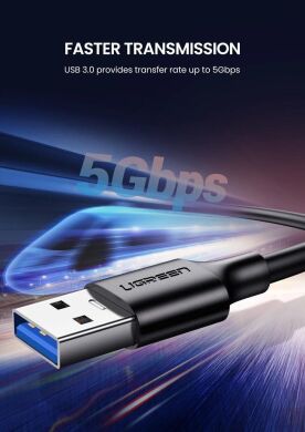 Кабель UGREEN US184 USB 3.0 to Type-C (3A, 1m) - Black