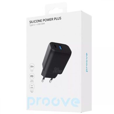 Сетевое зарядное устройство Proove Silicone Power Plus 30W (Type-C + USB) - Black