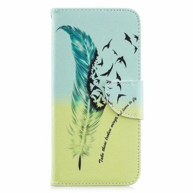 Чехол-книжка Deexe Color Wallet для Samsung Galaxy A30 (A305) / A20 (A205) - Feather Pattern