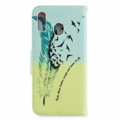 Чехол-книжка Deexe Color Wallet для Samsung Galaxy A30 (A305) / A20 (A205) - Feather Pattern